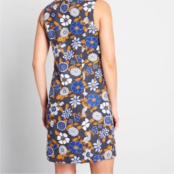 Modcloth Floral Midi Dress - Blue and Brown - Picture 2 of 15